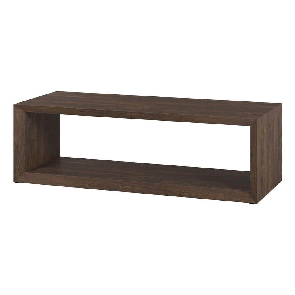 Alder Brown Rectangular MDF Coffee Table with Shelf