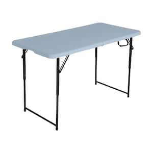 4 ft. Gray Plastic Top Adjustable Height Centerfold Folding Table