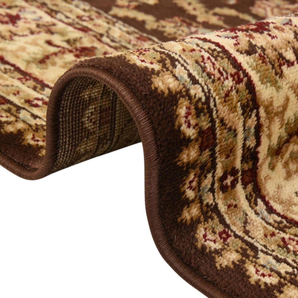 Brown Rectangular Stain-Resistant Synthetic Area Rug