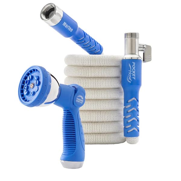 Pocket Hose Expandable arine Hose, UV Protection, 3/4 in x 25 ft. Hose, On/Off Valve, BONUS 10 Pattern Sprayer, AS-SEEN-ON-TV