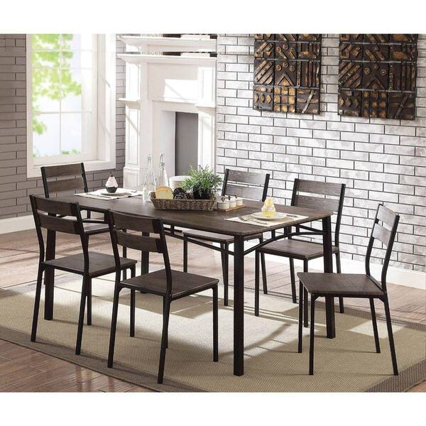Benjara Antique Brown 7 Piece Metal And, Antique Metal Kitchen Table And Chairs