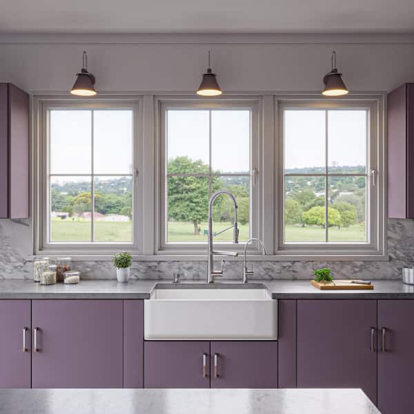 ALFI BRAND Smooth Farmhouse Apron Fireclay 33 in. Single Basin