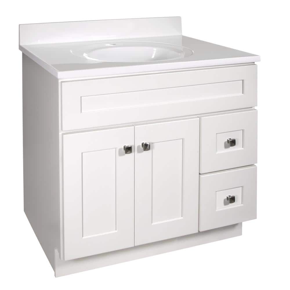 Brookings 37 in. W Single 1-Hole Sink Bathroom Vanity in White with White C