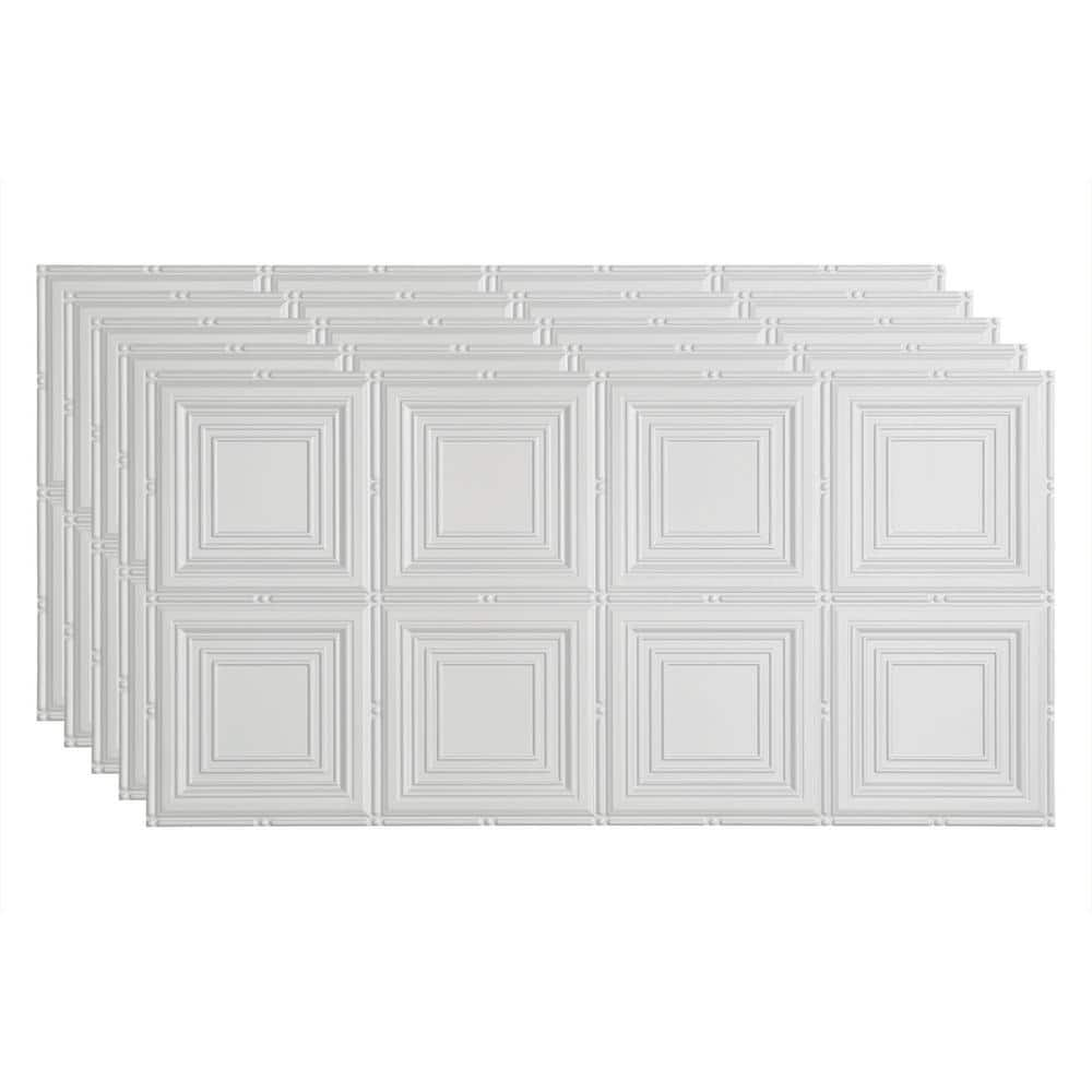 Fasade Portrait 2 Ft X 4 Ft Glue Up Vinyl Ceiling Tile In Gloss White   Gloss White Fasade Surface Mount Ceiling Tiles Pg7800 64 1000 