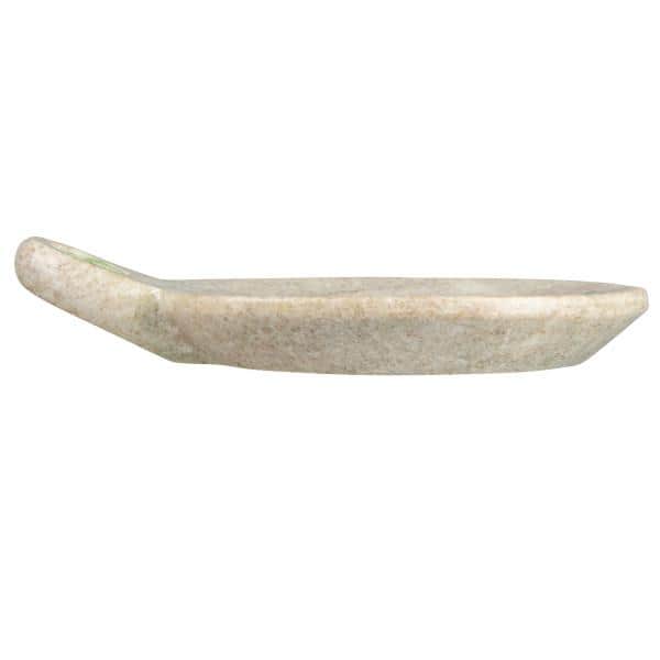 Hand-Carved Beige Marble Dish with Handle, 7.5 Inches