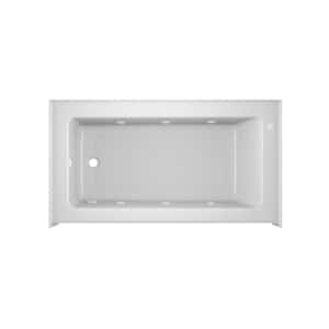 SIGNATURE Low Profile 60 in. x 32 in. Whirlpool Bathtub with Left Drain in White with Heater