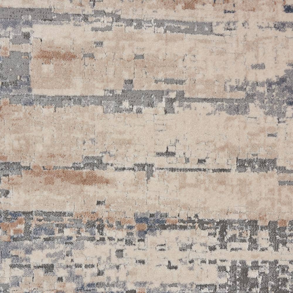Urban Loft Abstract Gray Synthetic 7'10" x 10'6" Area Rug
