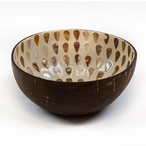 Pearlescent Drizzle Brown/Cream Coconut Bowl, 3.5" x 3.5"