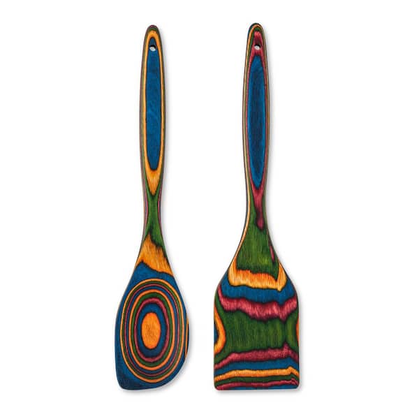 Rainbow 2 Pieces Pakkawood Spoontula and Turner Set