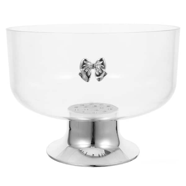 9-Inch Footed Clear Acrylic Fruit Bowl with Pedestal Base for Desserts Countertop Serving Party Display