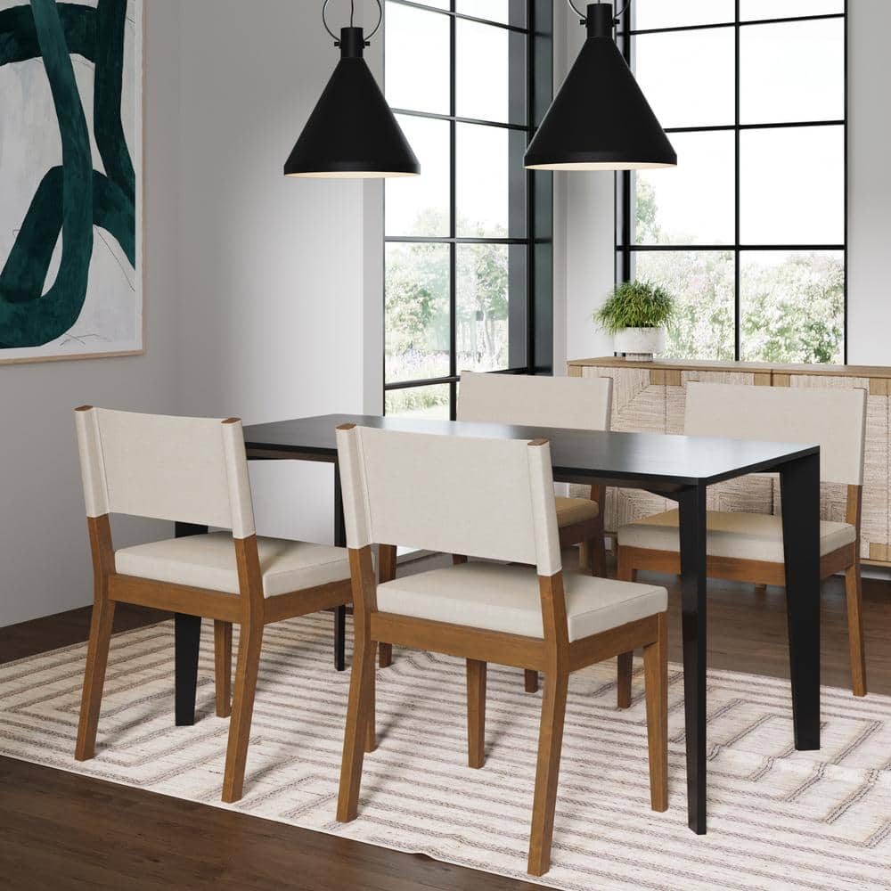 Linus Dark Brown and Light Gray Upholstered Side Chair Set
