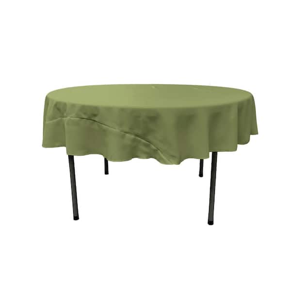 LA Linen Dark Sage 72 in. Round Polyester Poplin Tablecloth