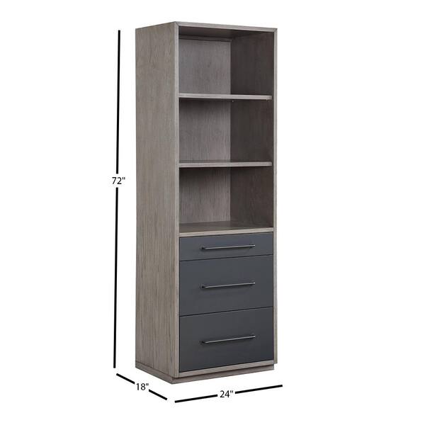 Acme Furniture Estevon 18 in. Wide Gray Oak Finish 3-Shelf Accent 