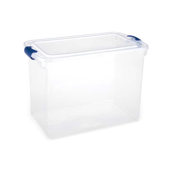 Sterilite 64 Qt Clear Plastic Stackable Storage Bin w/ White Latch Lid, 30  Pack, 1 Piece - Baker's