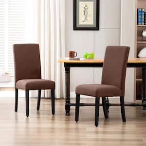 Nina Side Chair Linen Fabric Upholstered Kitchen Dining Chair, Brown (Set of 2)