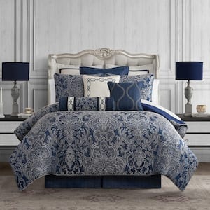 Blarney 4-Piece Navy Polyester King Comforter Set