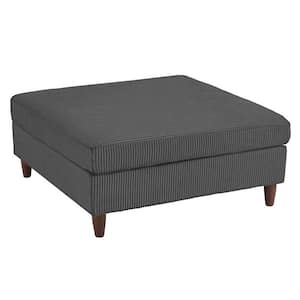 40.9 in. Gray Corduroy Fabric Square Ottoman with Wood Legs