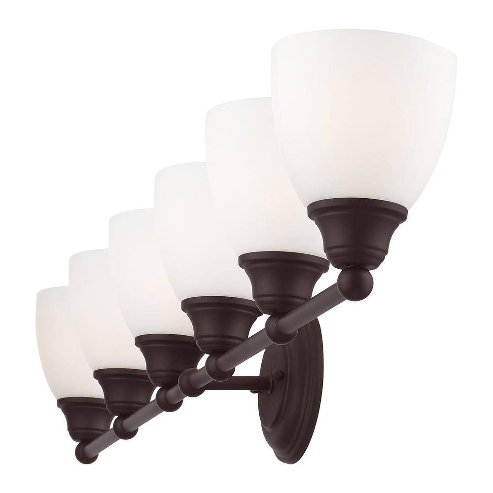Somerville Bronze 6-Light Vanity with Satin Opal White Glass
