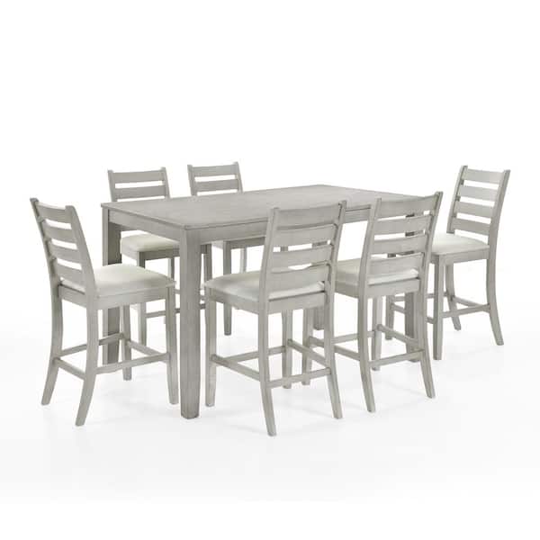 New Classic Furniture Pascal 7-Piece Driftwood Wood Top Counter Dining Table Set (Seats 6)