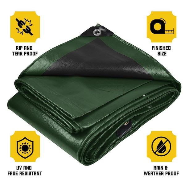 CORE TARPS 10 ft. x 20 ft. Green/Black 20 Mil Heavy Duty