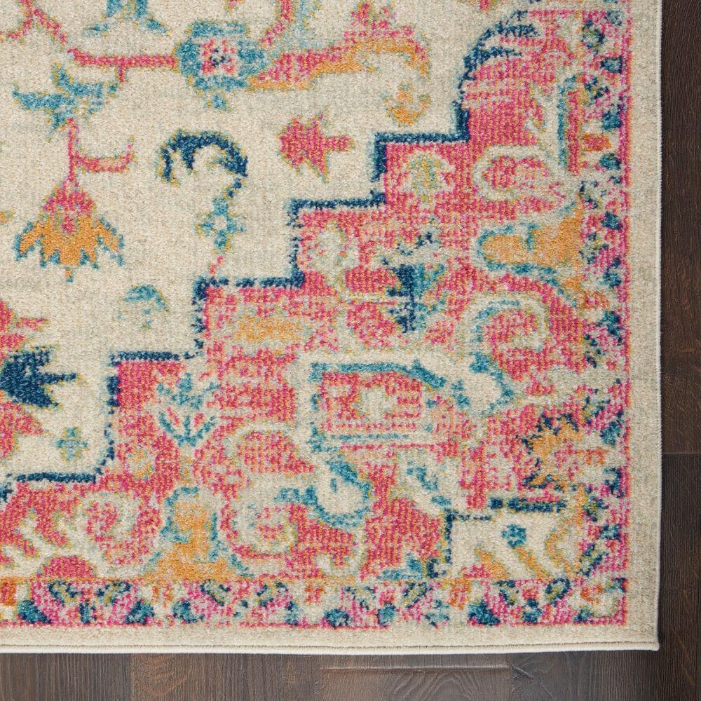 Passion Floral Symphony Blue Rectangular 6'7" x 9'6" Synthetic Rug