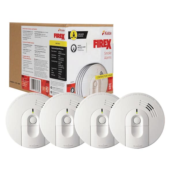 Photo 1 of Firex Smoke Detector, Hardwired with Battery Backup & Front-Load Battery Door, Smoke Alarm, 4-Pack