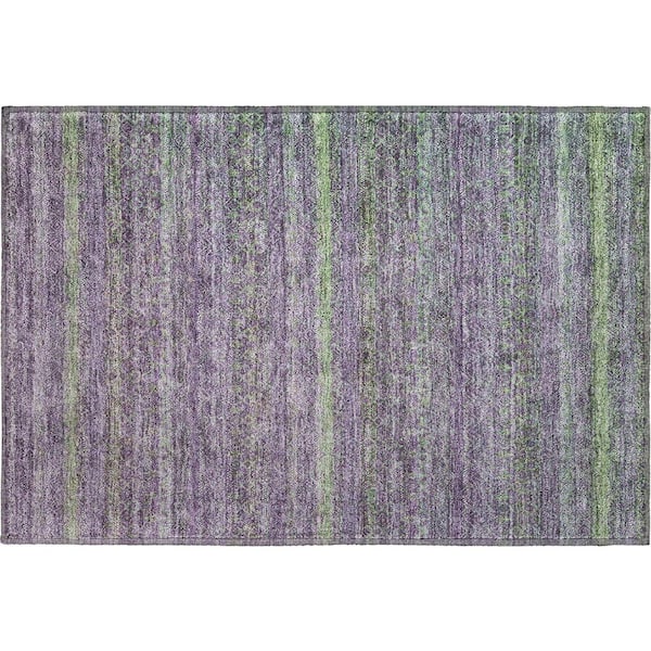 Mayfield Premium Machine Washable Abstract AMF2106 Purple 2 ft. x 3 ft. Accent Rug
