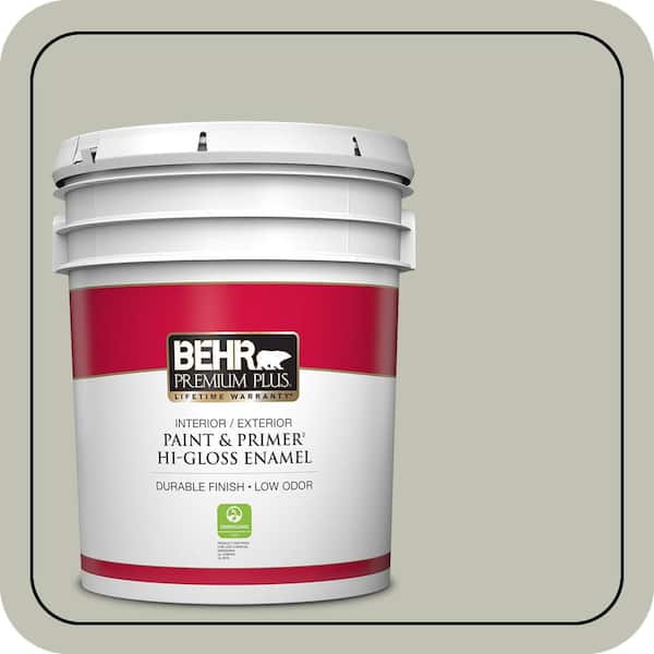 BEHR PREMIUM PLUS 5 gal. #ECC-37-1 Arbor Hollow Hi-Gloss Enamel Interior/Exterior Paint & Primer