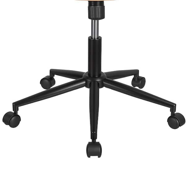 Office Chair Faux Leather Bentwood Desk Chair with Wheels, Adjustable Swivel Ergonomic Task Chair in Black Armless