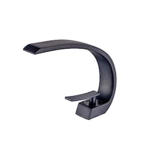 Single Hole Single-Handle Bathroom Faucet with Curved Spout in Matte Black