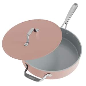 4.4 qt. Ceramic Nonstick Saute Pan with with Helper Handle and Lid, Dishwasher Safe, Oven Safe, in Pink