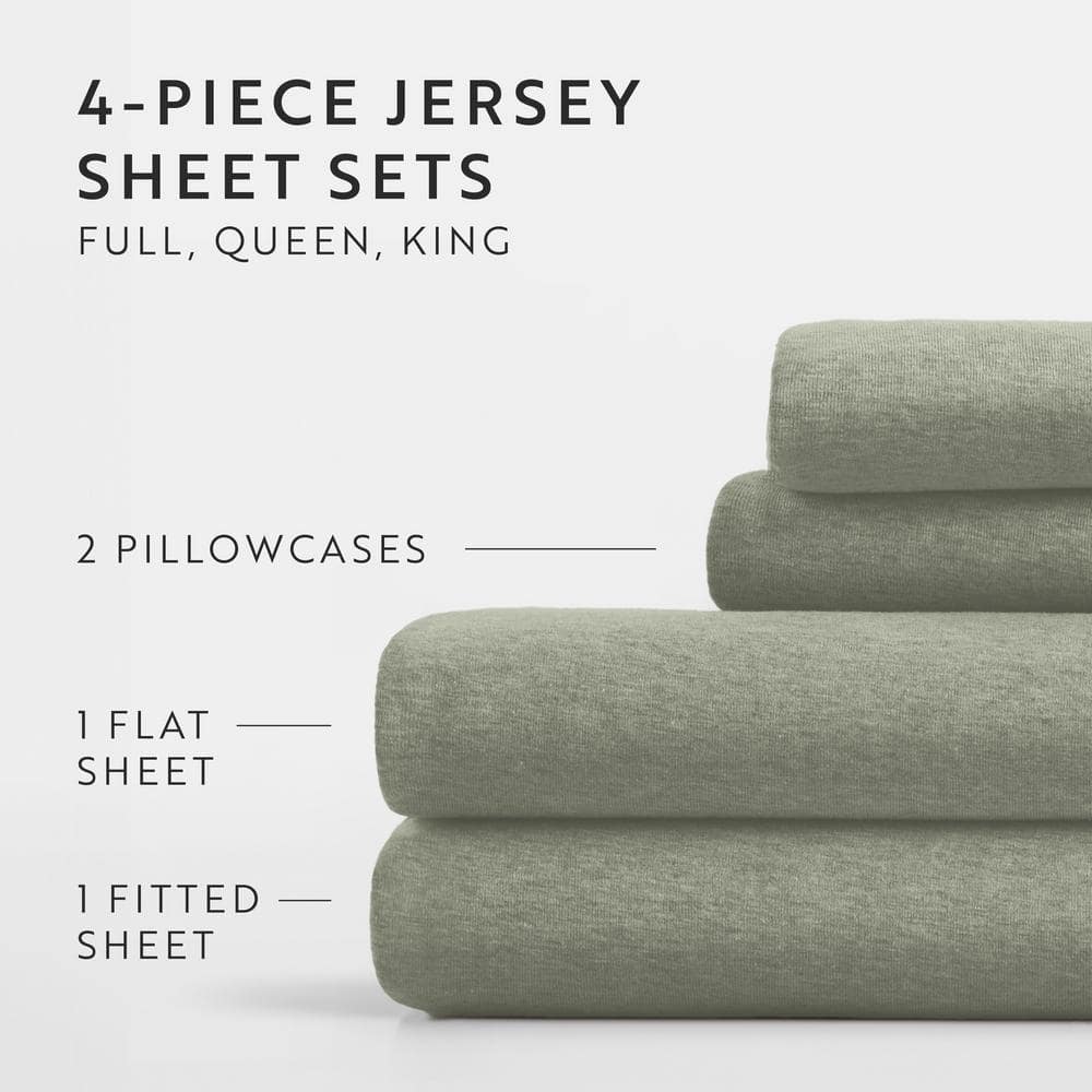 Sage Twin Cotton Jersey Knit Sheet Set