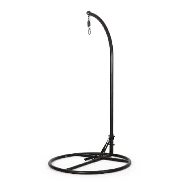 6.6 ft. Stainless Steel Hammock Stand in Black, Hanging Chair Stand with Sturdy Round Base