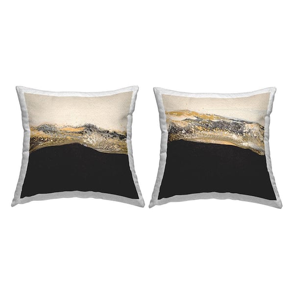 Stupell Industries Abstract Modern Glam Splash Black Square Outdoor Throw Pillow 2-Pack
