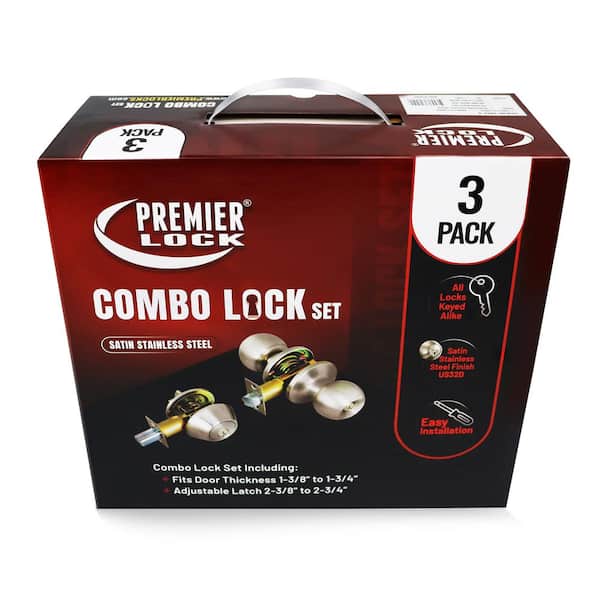 Premier Lock Stainless Steel Grade 3 Storeroom Door Knob with 6 SC1 Keys  (3-Pack, Keyed Alike) GR3SR-3 - The Home Depot
