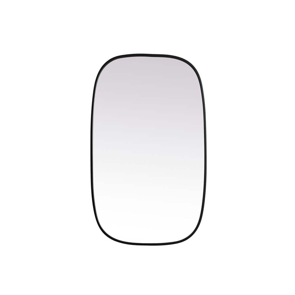 Black Metal Frame Oval Wall Mirror 24 x 40 Inch