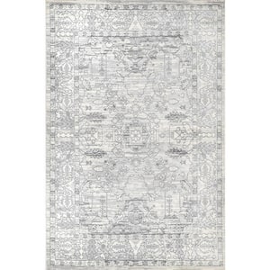 Kailani Floral Garden Silver 6 ft. 7 in. x 8 ft. 6 in. Area Rug