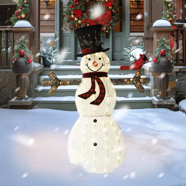 VEIKOUS 5 ft. Snowman Outdoor Christmas Holiday Yard Decoration Warm White LED PG0403 03 111 The Home Depot