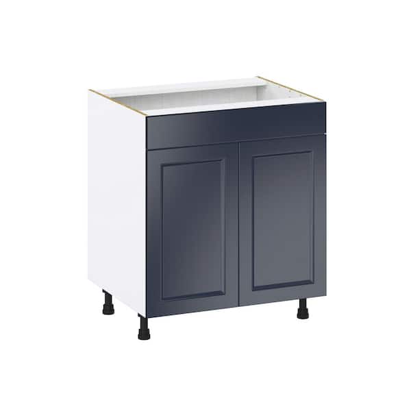J COLLECTION Laramie 30 in. W x 24 in. D x 34.5 in. H Assembled Sink Base Kitchen Cabinet in Painted Blue with Falsefront