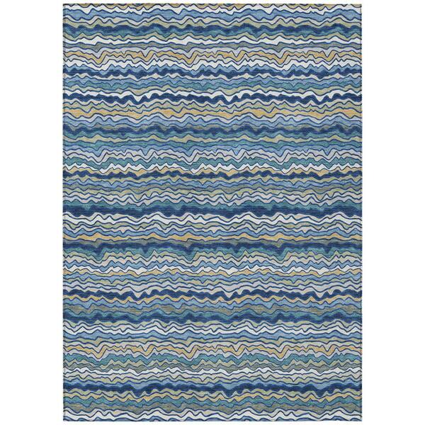 Chantille Machine Washable Indoor/Outdoor Abstract ACN2436 Navy 9 ft. x 12 ft. Area Rug