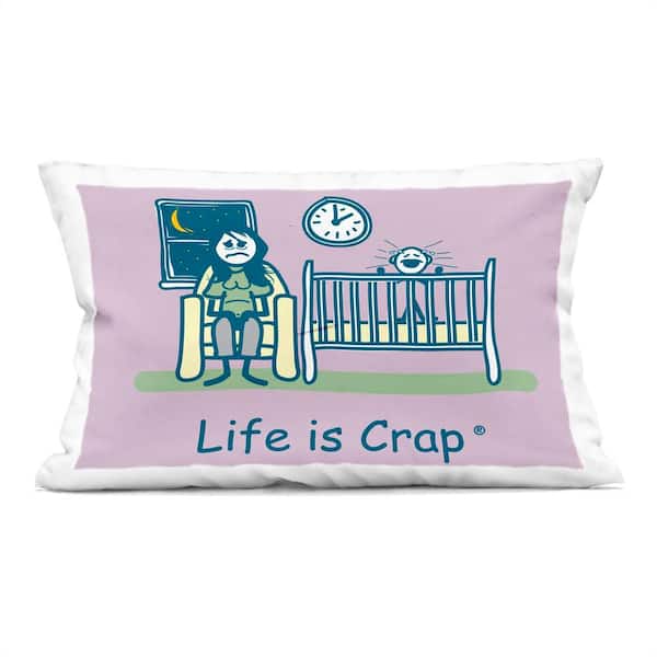 Awake with Crying Baby Purple Print Polyester 14 in. x 20in. Throw Pillow