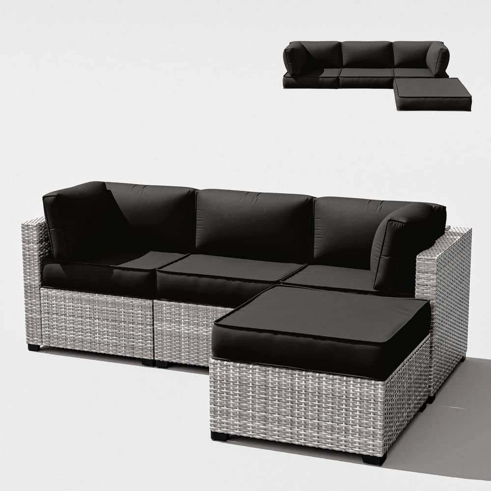 25.6 in. x 25.6 in. x 4 in. (9-Piece) Deep Seating Outdoor Lounge Chair Sectional Cushion Black price history on PriceWatchPro