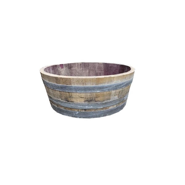 25 in. Dia x 9 in. H Natural Wood Wine Barrel