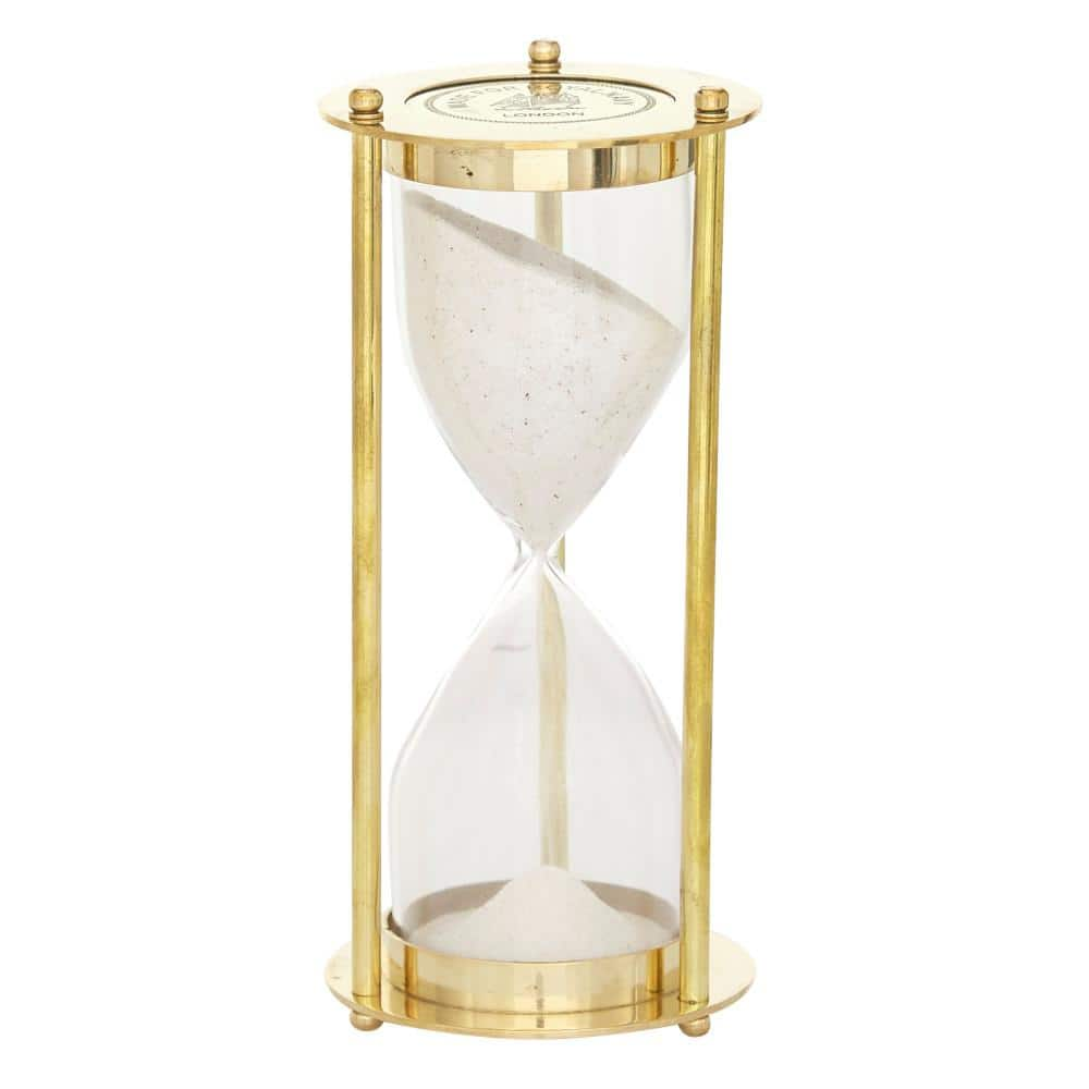 Litton Lane Gold Hourglass Sand Brass Timer 18915 - The Home Depot