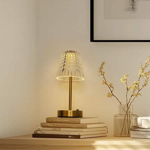 13 in. Gold Upgraded Flower Task & Reading Table Lamp with Full Dimming, USB Rechargeable for Bedrooms and Gifting