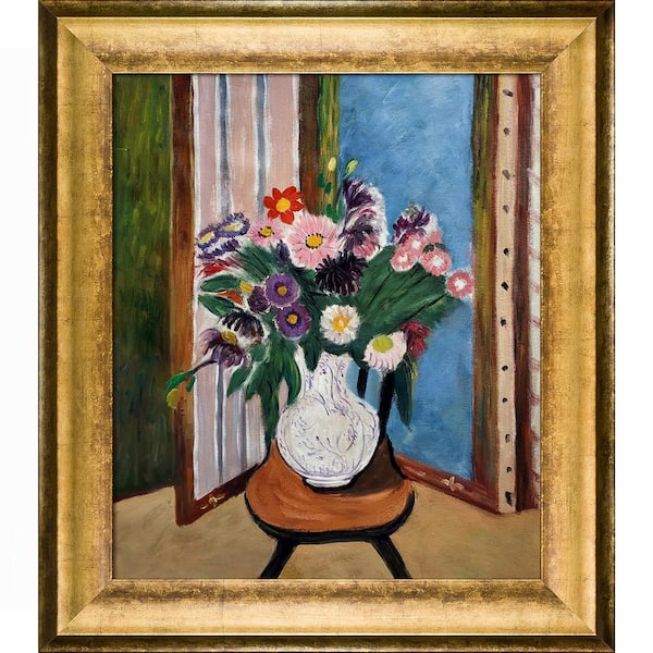 LA PASTICHE Daisies by Henri Matisse Athenian Gold King Framed Abstract Oil Painting Art Print 27 in. x 31 in.