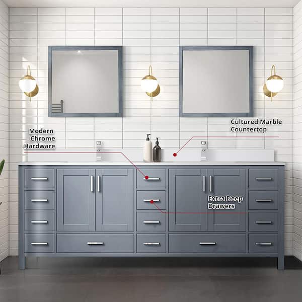 Lexora Jacques 84-in Dark Grey Bathroom Vanity Cabinet