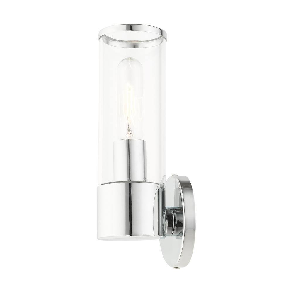 Polished Chrome Dimmable Sconce with Clear Glass Shade