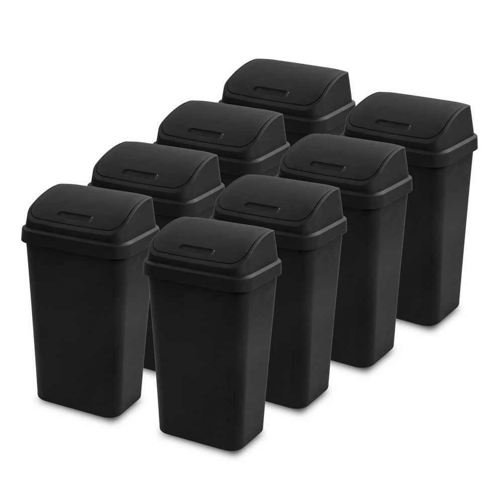 Sterilite 13 Gal. Black Kitchen Swing Top Lid Wastebasket Plastic