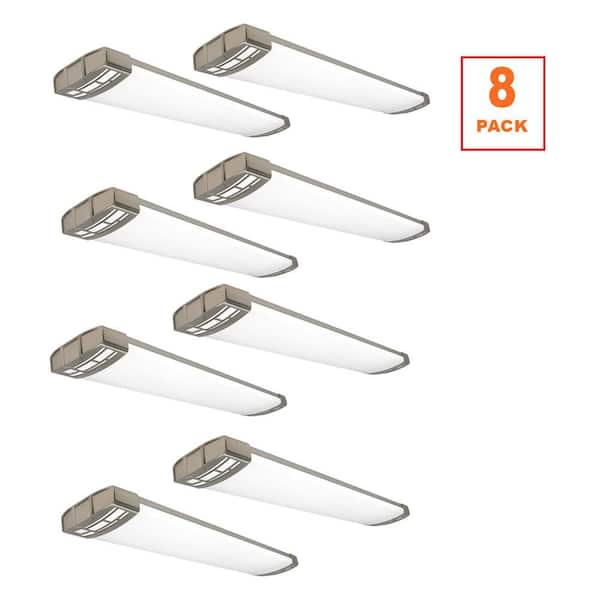 8-Pack 4 ft. Brushed Nickel Mission End Caps 5250LM 75W Integrated LED Wraparound Light Adjustable CCT